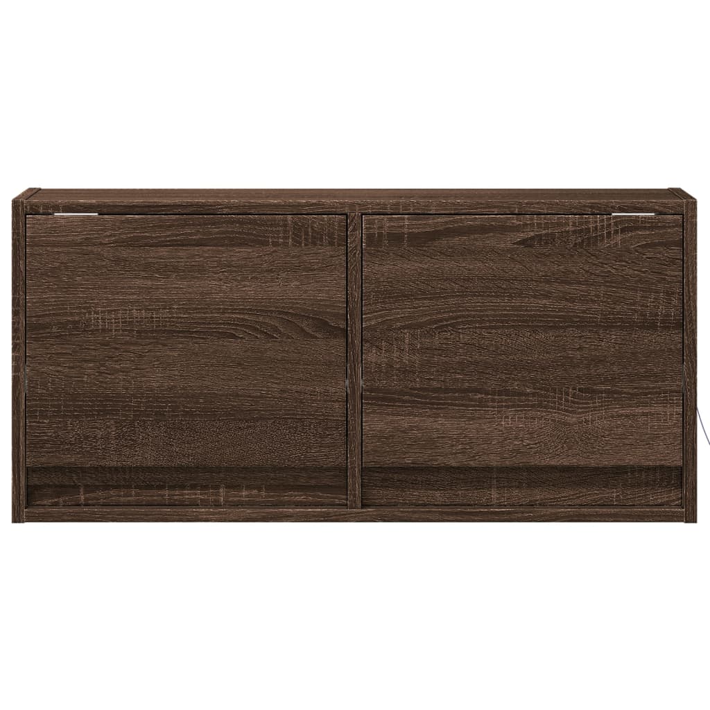 Mobile TV a Parete con Luci LED Rovere Marrone 80x31x35 cm - homemem39