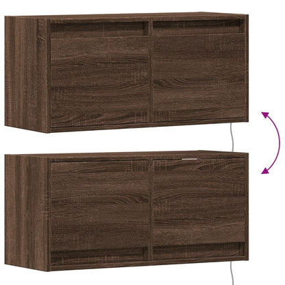 Mobile TV a Parete con Luci LED Rovere Marrone 80x31x35 cm - homemem39