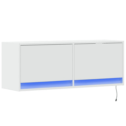 Mobile TV a Parete con Luci LED Bianco 100x31x35 cm - homemem39
