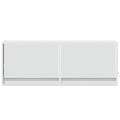 Mobile TV a Parete con Luci LED Bianco 100x31x35 cm - homemem39