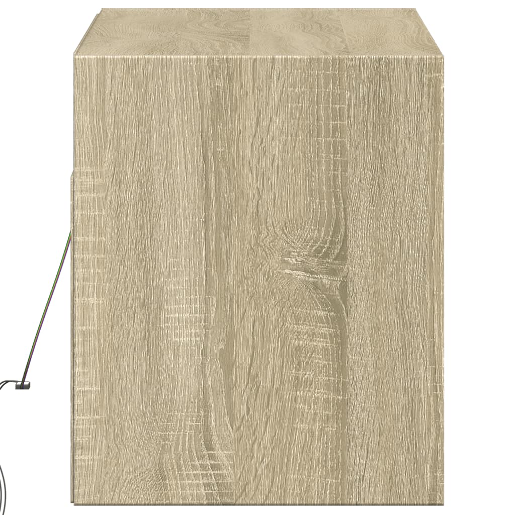Mobile TV a Parete con Luci LED Rovere Sonoma 100x31x35 cm - homemem39
