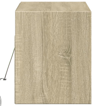 Mobile TV a Parete con Luci LED Rovere Sonoma 100x31x35 cm - homemem39