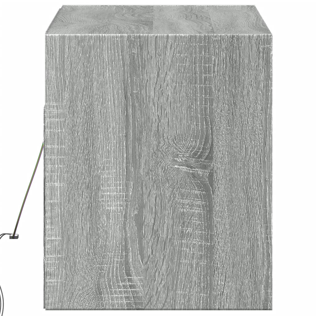 Mobile TV a Parete con Luci LED Grigio Sonoma 100x31x35 cm - homemem39