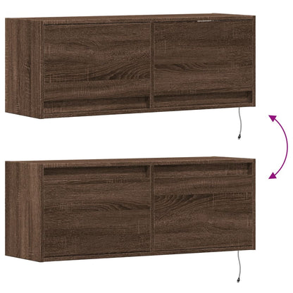 Mobile TV a Parete con Luci LED Rovere Marrone 100x31x35 cm - homemem39