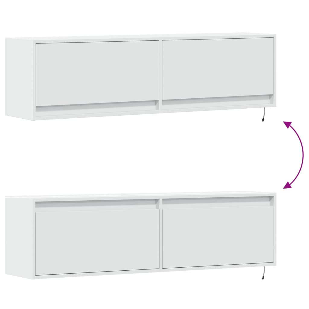 Mobile TV a Parete con Luci LED Bianco 140x31x38 cm - homemem39