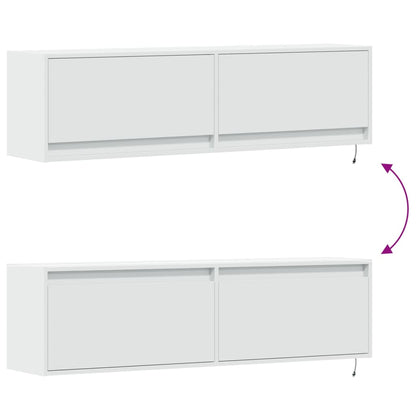 Mobile TV a Parete con Luci LED Bianco 140x31x38 cm - homemem39