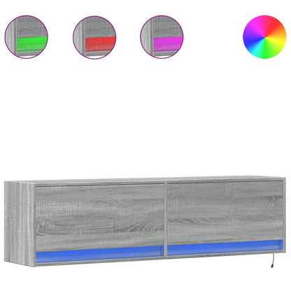 Mobile TV a Parete con Luci LED Grigio Sonoma 140x31x38 cm | homemem39