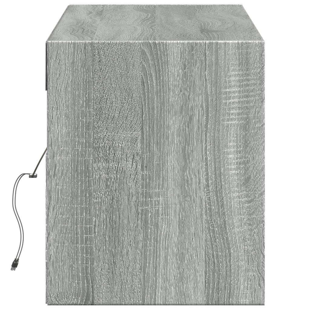 Mobile TV a Parete con Luci LED Grigio Sonoma 140x31x38 cm - homemem39