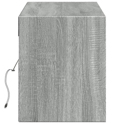 Mobile TV a Parete con Luci LED Grigio Sonoma 140x31x38 cm - homemem39