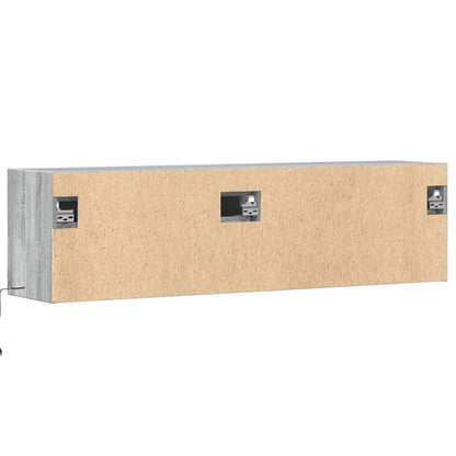 Mobile TV a Parete con Luci LED Grigio Sonoma 140x31x38 cm | homemem39