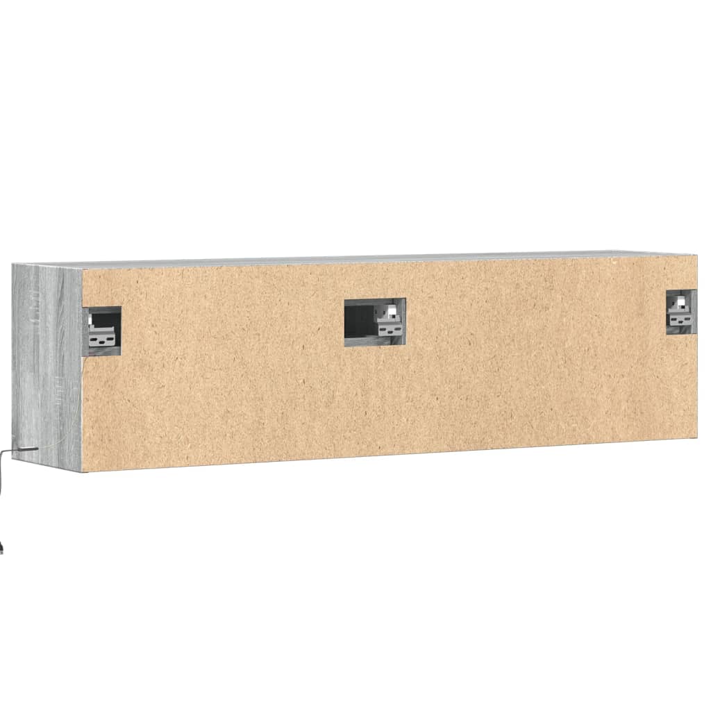 Mobile TV a Parete con Luci LED Grigio Sonoma 140x31x38 cm