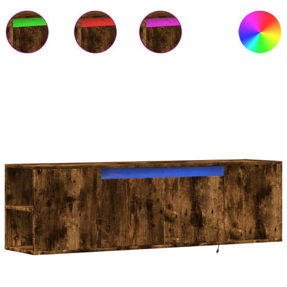 Mobile TV a Parete con Luci LED Rovere Fumo 135x31x39,5 cm - homemem39