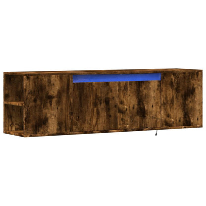 Mobile TV a Parete con Luci LED Rovere Fumo 135x31x39,5 cm - homemem39