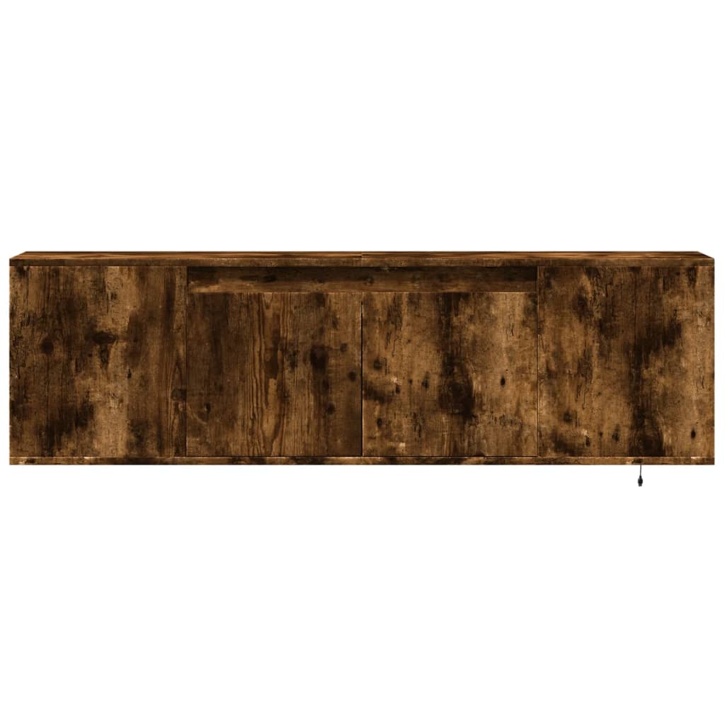 Mobile TV a Parete con Luci LED Rovere Fumo 135x31x39,5 cm - homemem39