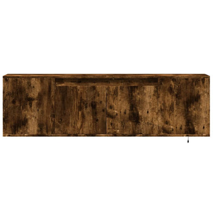 Mobile TV a Parete con Luci LED Rovere Fumo 135x31x39,5 cm - homemem39