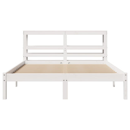 Letto senza Materasso Bianco 140x190 cm Legno Massello di Pino