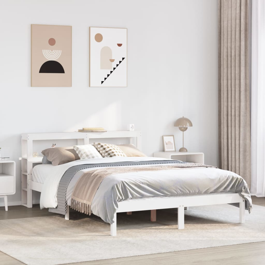 Letto senza Materasso Bianco 160x200 cm Legno Massello di Pino | homemem39