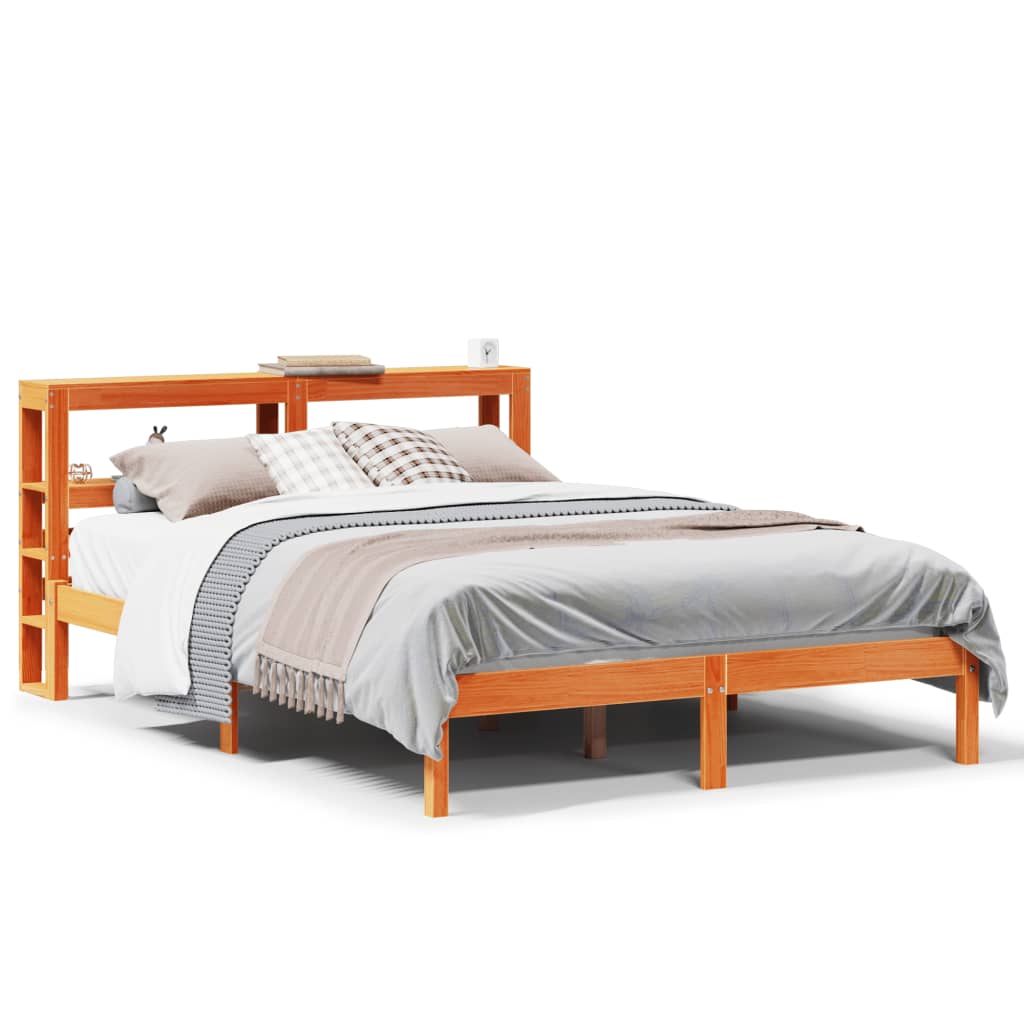 Giroletto con Testiera Marrone Cera 135x190 cm Massello Pino | homemem39