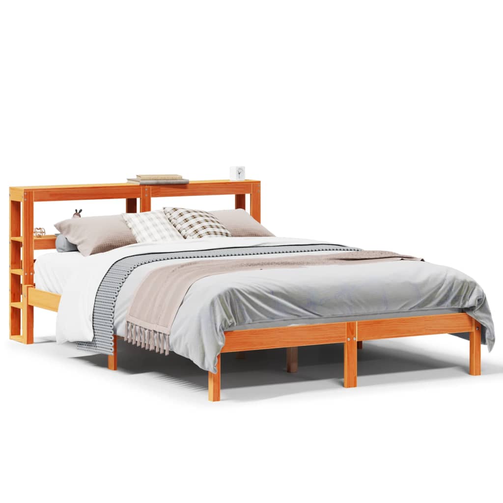 Giroletto con Testiera Marrone Cera 160x200 cm Massello Pino | homemem39