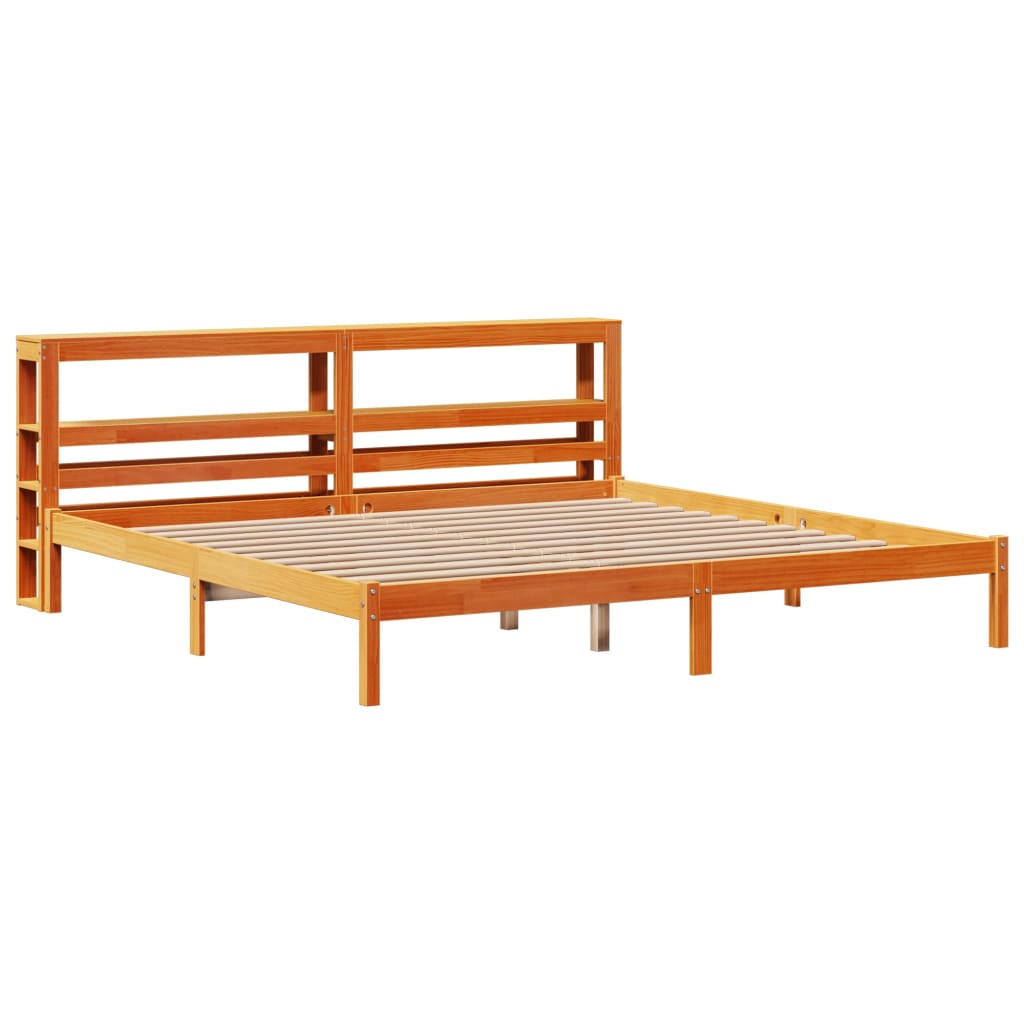 Giroletto con Testiera Marrone Cera 200x200 cm Massello Pino | homemem39