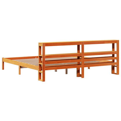 Giroletto con Testiera Marrone Cera 200x200 cm Massello Pino | homemem39