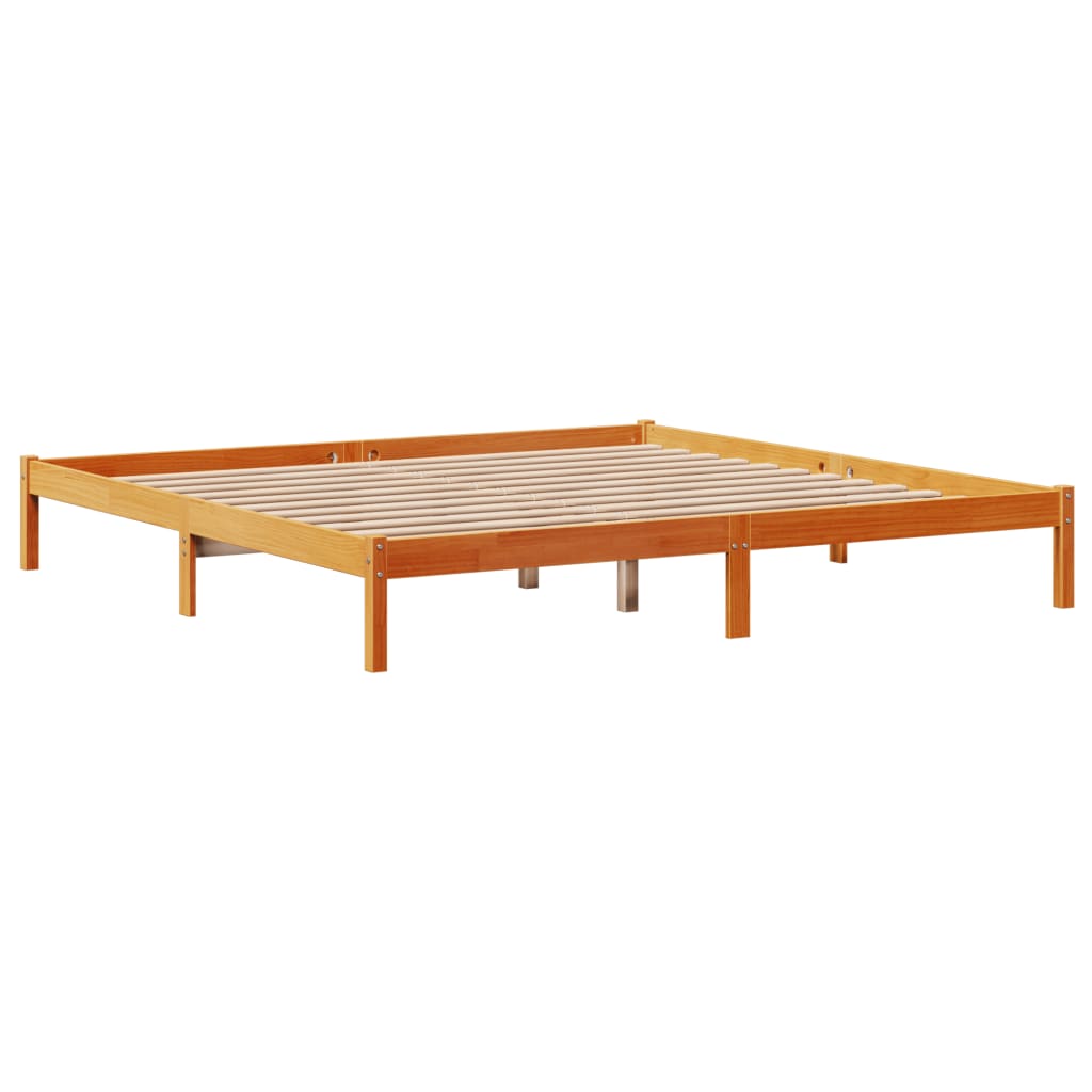 Giroletto con Testiera Marrone Cera 200x200 cm Massello Pino | homemem39