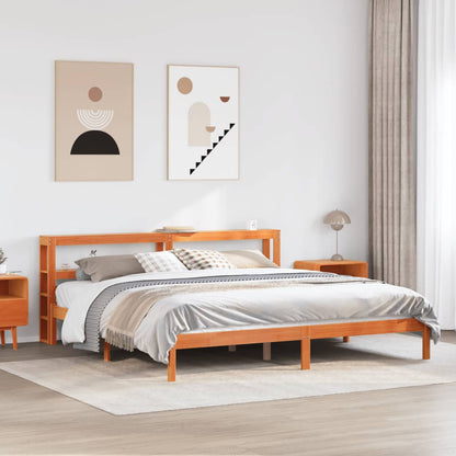 Giroletto con Testiera Marrone Cera 200x200 cm Massello Pino | homemem39