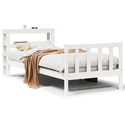 Letto senza Materasso Bianco 75x190 in Legno Massello di Pino - homemem39