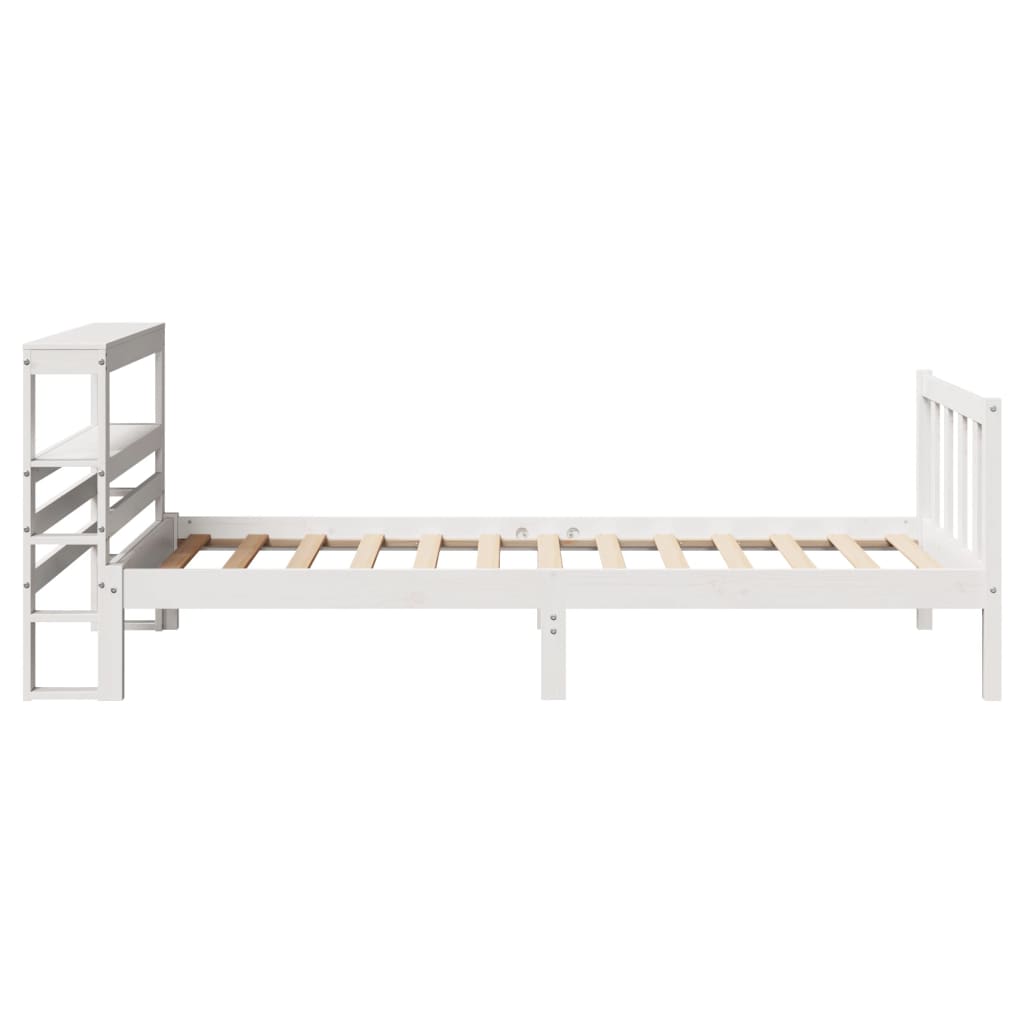 Letto senza Materasso Bianco 75x190 in Legno Massello di Pino - homemem39