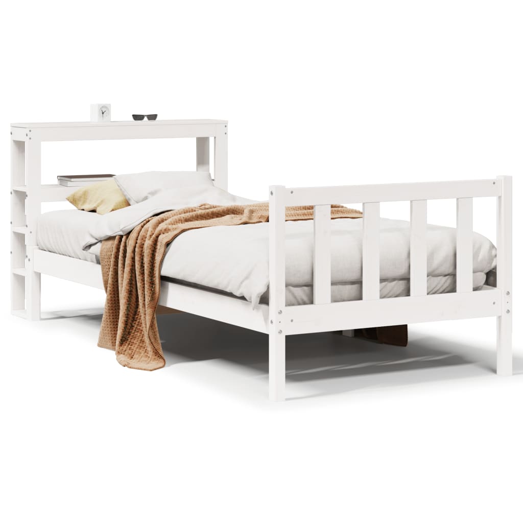 Letto senza Materasso Bianco 90x190 cm in Legno Massello Pino - homemem39