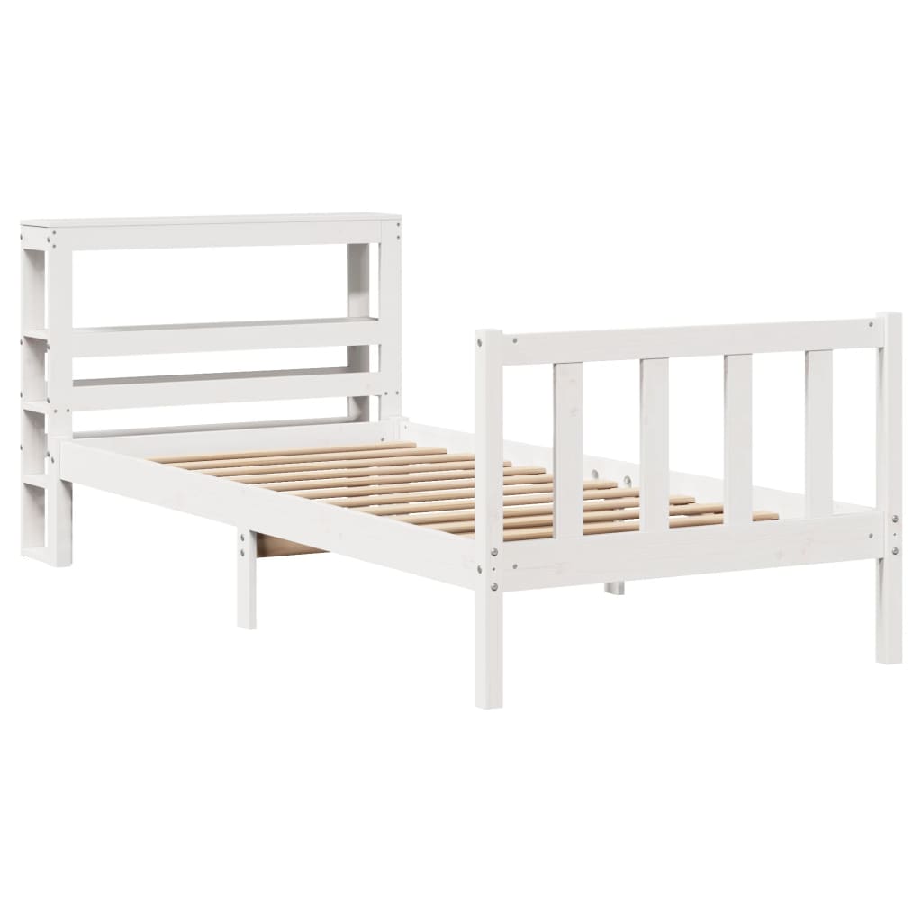 Letto senza Materasso Bianco 90x190 cm in Legno Massello Pino - homemem39