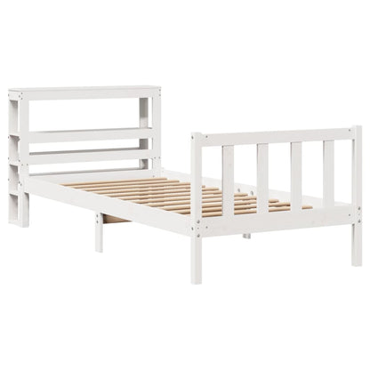 Letto senza Materasso Bianco 90x190 cm in Legno Massello Pino - homemem39