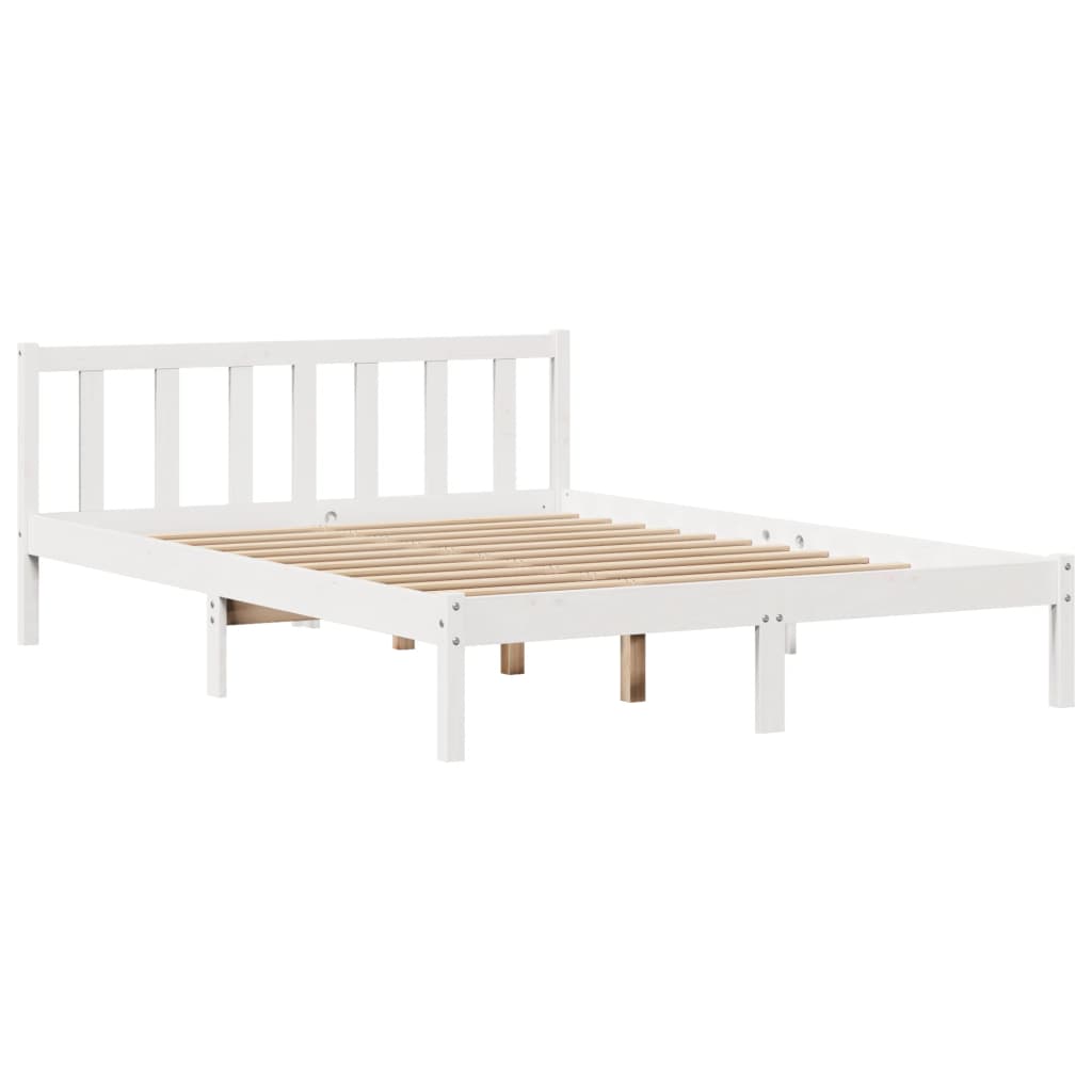 Letto senza Materasso Bianco 120x190 cm Legno Massello di Pino - homemem39