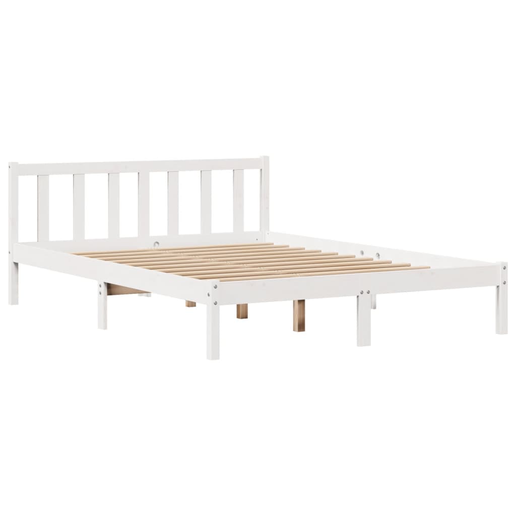 Letto senza Materasso Bianco 140x200 cm Legno Massello di Pino - homemem39