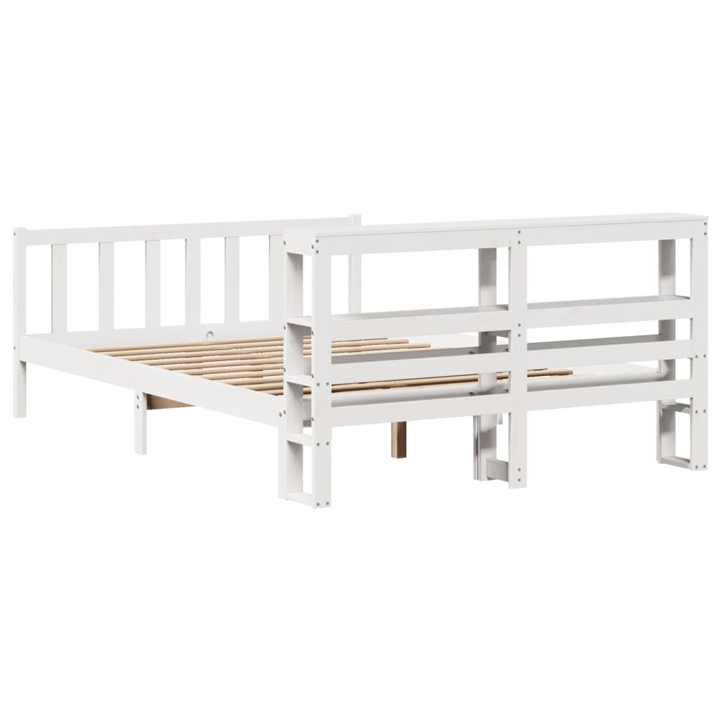 Letto senza Materasso Bianco 160x200 cm Legno Massello di Pino - homemem39