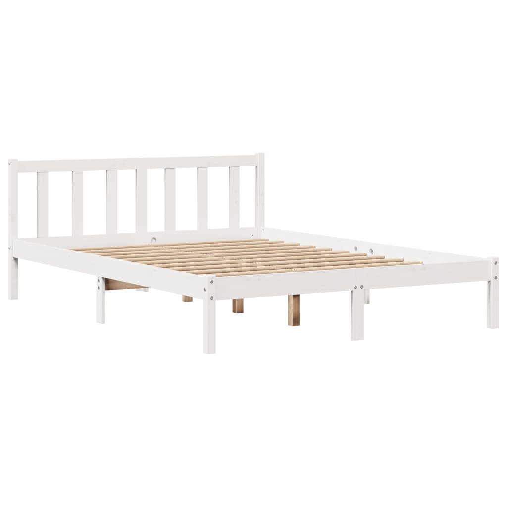 Letto senza Materasso Bianco 160x200 cm Legno Massello di Pino - homemem39