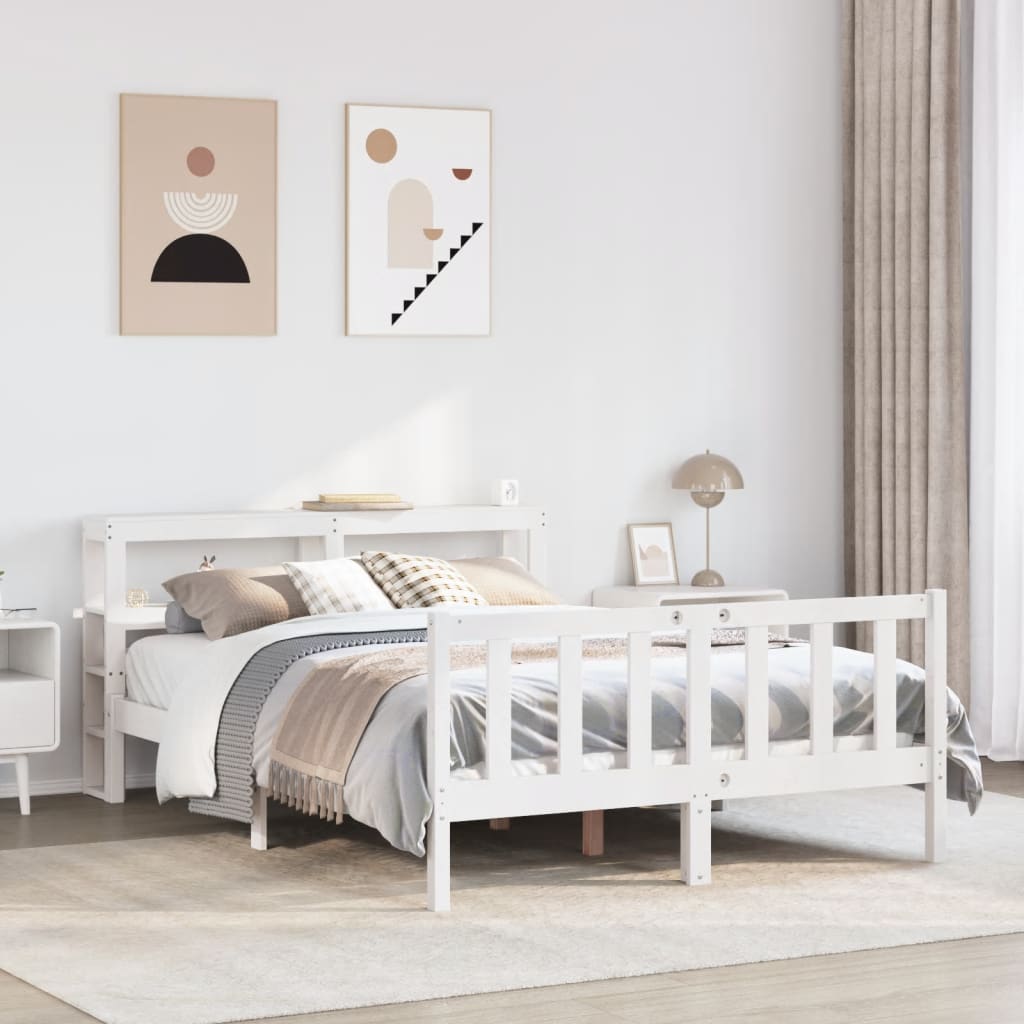Letto senza Materasso Bianco 160x200 cm Legno Massello di Pino - homemem39