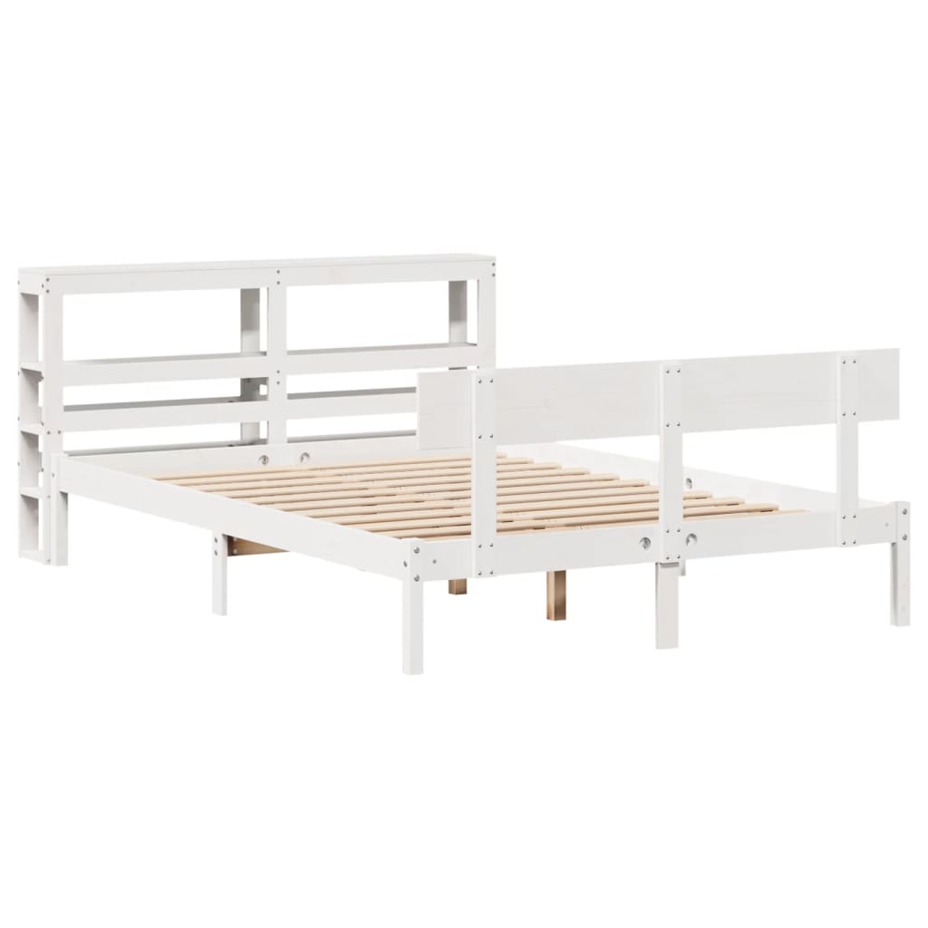 Letto senza Materasso Bianco 140x190 cm Legno Massello di Pino - homemem39