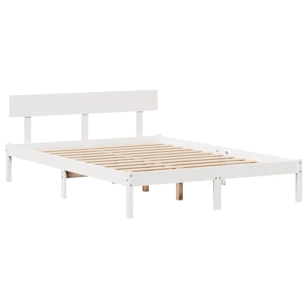 Letto senza Materasso Bianco 140x200 cm Legno Massello di Pino - homemem39