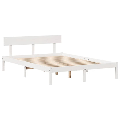 Letto senza Materasso Bianco 150x200 cm Legno Massello di Pino - homemem39