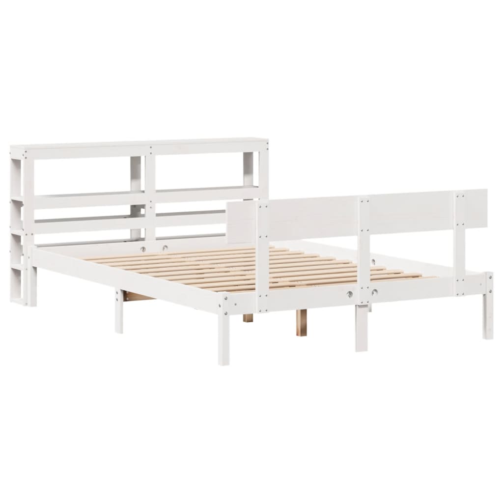 Letto senza Materasso Bianco 160x200 cm Legno Massello di Pino - homemem39