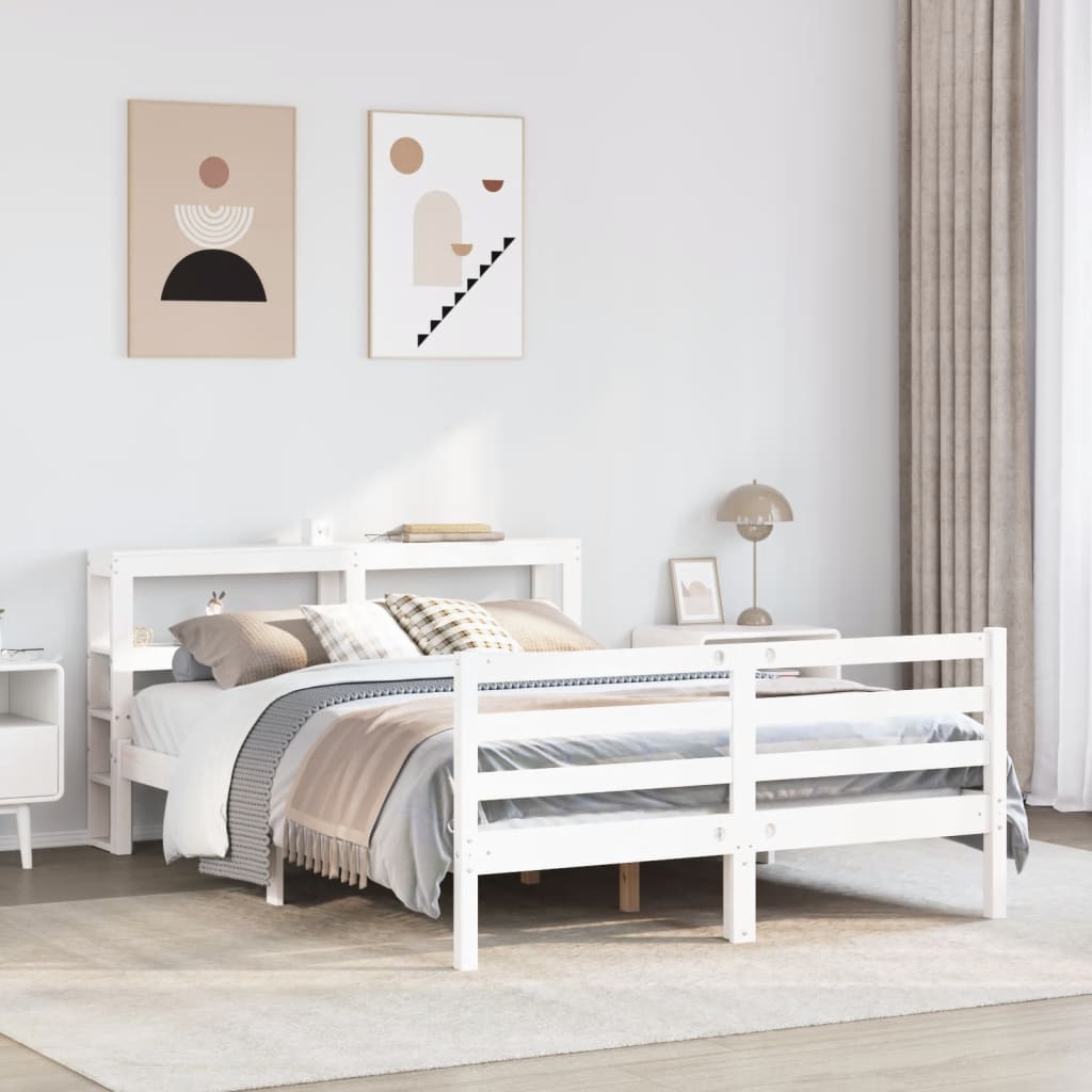 Letto senza Materasso Bianco 120x190 cm Legno Massello di Pino - homemem39