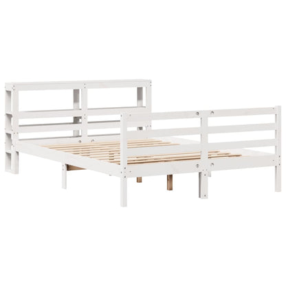 Letto senza Materasso Bianco 135x190 cm Legno Massello di Pino - homemem39