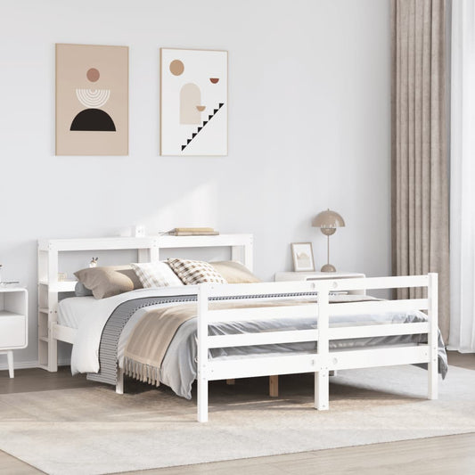 Letto senza Materasso Bianco 135x190 cm Legno Massello di Pino - homemem39