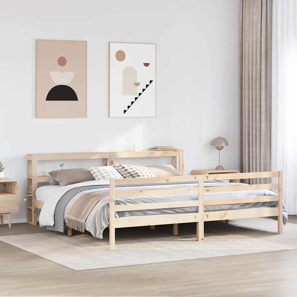 Letto senza Materasso 200x200 cm in Legno Massello di Pino - homemem39