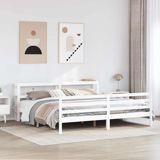 Giroletto senza Materasso Bianco 200x200 cm Legno Massello Pino | homemem39