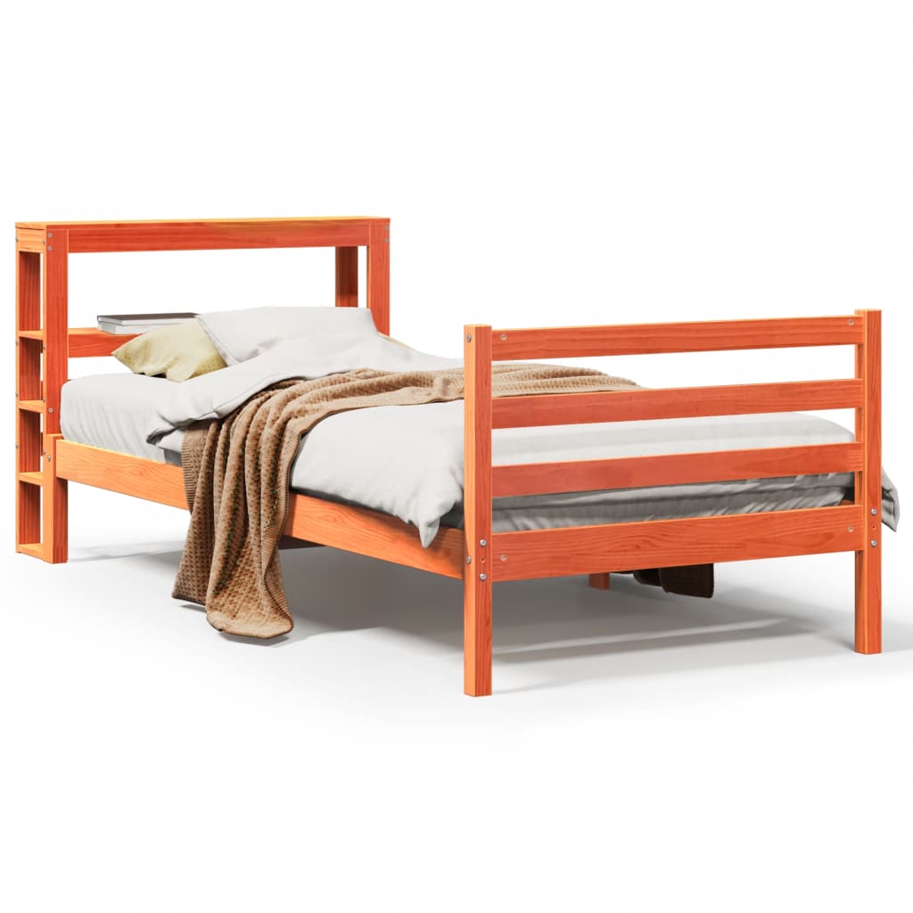 Letto senza Materasso Marrone Cera 75x190 cm in Legno di Pino | homemem39