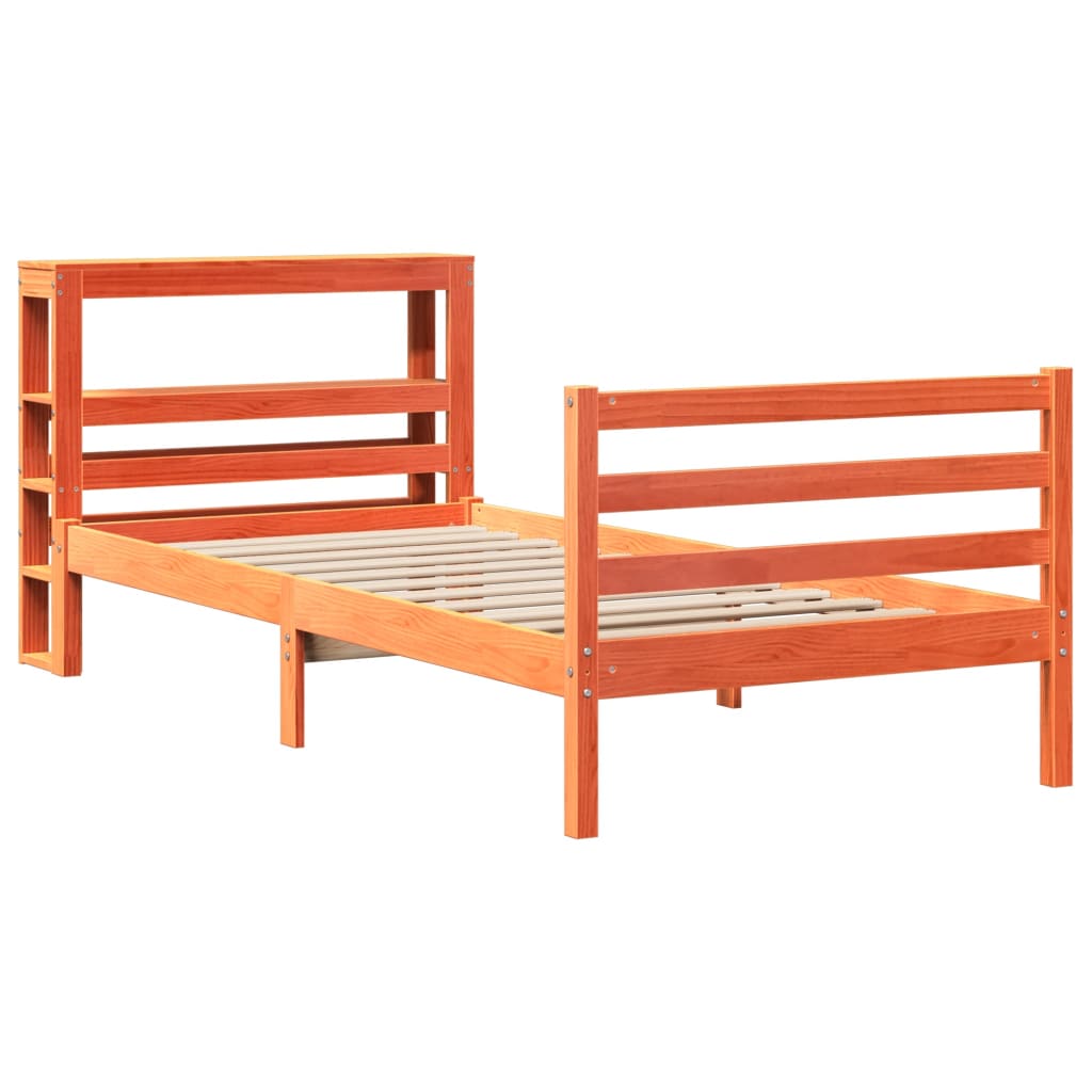 Letto senza Materasso Marrone Cera 75x190 cm in Legno di Pino | homemem39