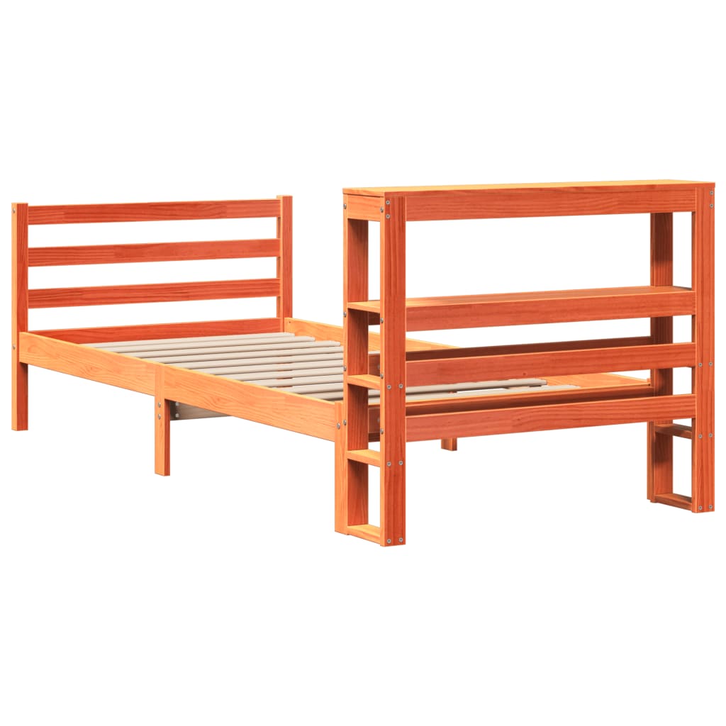 Letto senza Materasso Marrone Cera 75x190 cm in Legno di Pino | homemem39