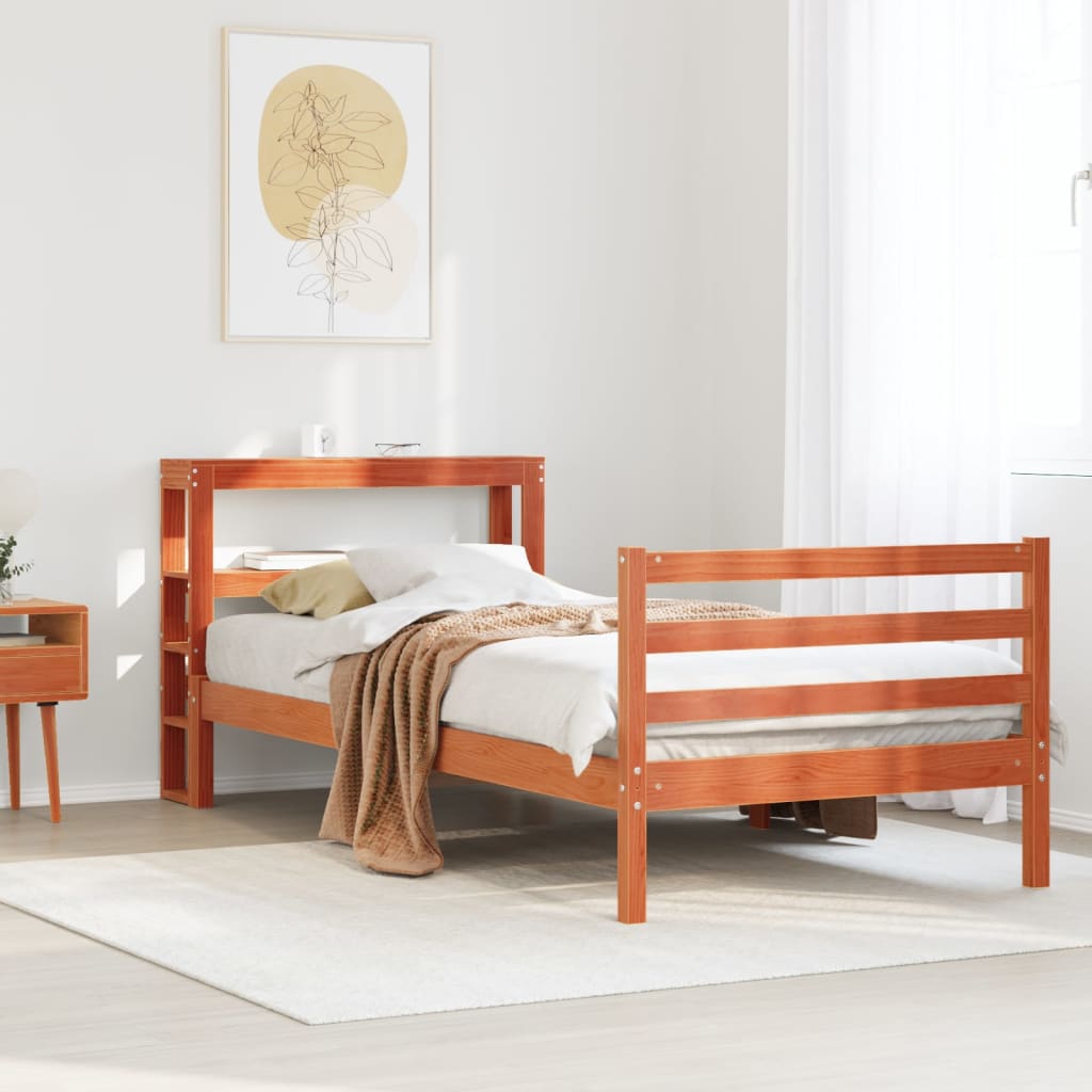 Letto senza Materasso Marrone Cera 75x190 cm in Legno di Pino | homemem39